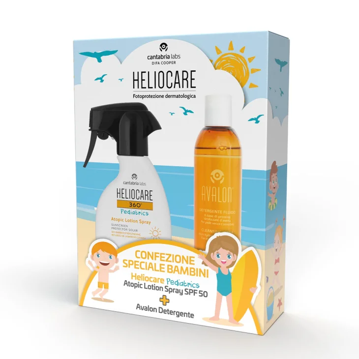Heliocare 360 Pediatric Atopic Lotion SPF50 250 ml con Omaggio Heliocare Avalon Detergente 250 ml