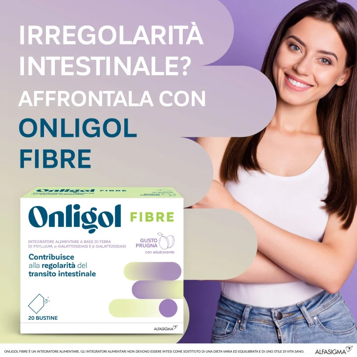 Onligol Fibre Integratore per il Transito Intestinale Gusto Prugna 20 bustine