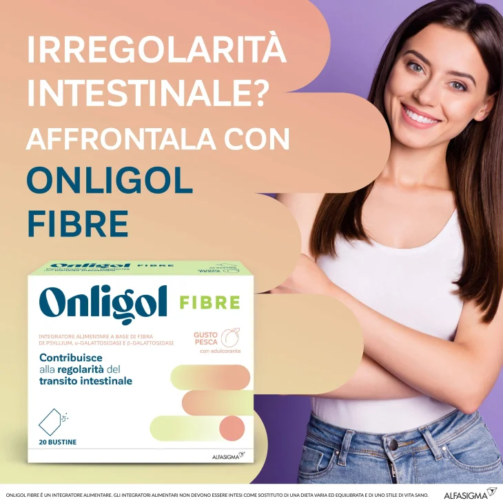 Onligol Fibre Integratore per il Transito Intestinale Gusto Pesca 20 bustine