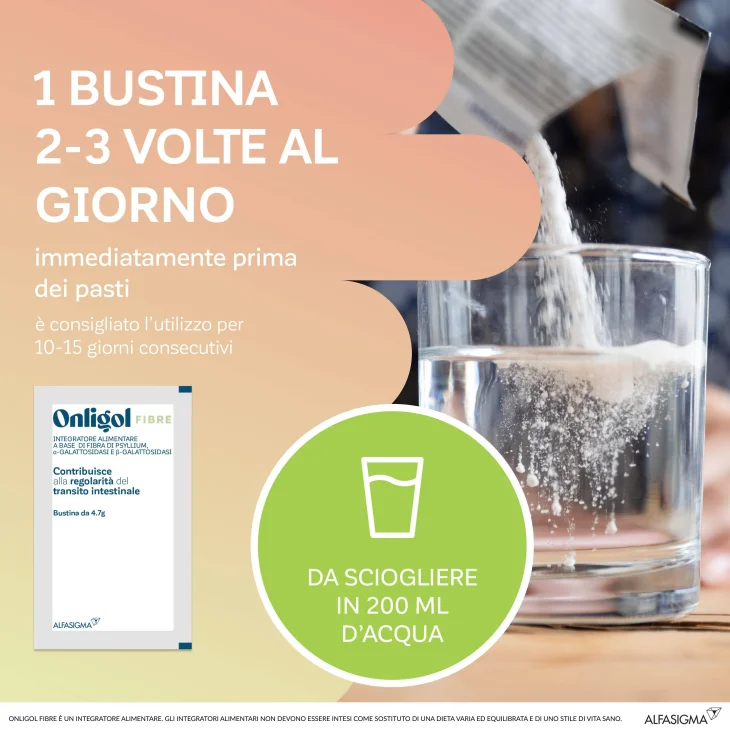 Onligol Fibre Integratore per il Transito Intestinale Gusto Pesca 20 bustine
