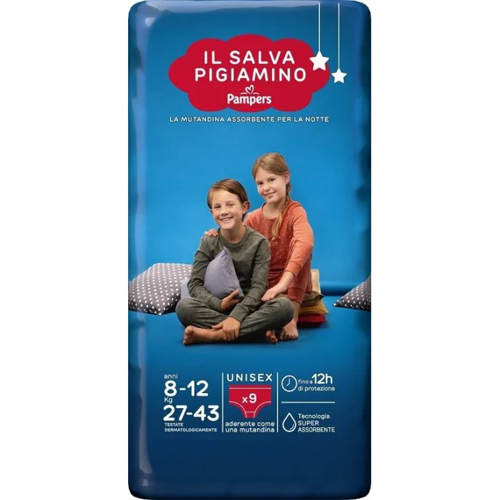 Pampers Baby Care Salva Pigiamino Mutandina per la Notte L/XL 9 pezzi