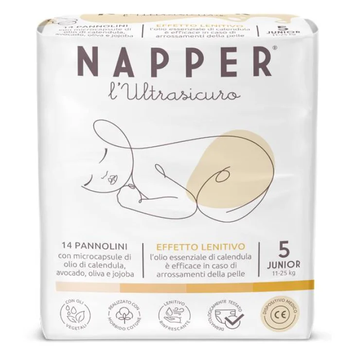 Napper l'Ultrasicuro Pannolino Junior Misura 5 (11-25 kg) 14 pannolini