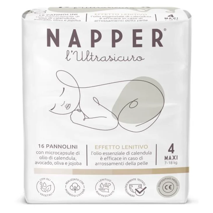 Napper l'Ultrasicuro Pannolino Maxi Misura 4 (7-18 kg) 16 pannolini
