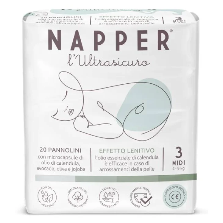 Napper l'Ultrasicuro Pannolino Midi 4 (4-9 kg) 20 pannolini