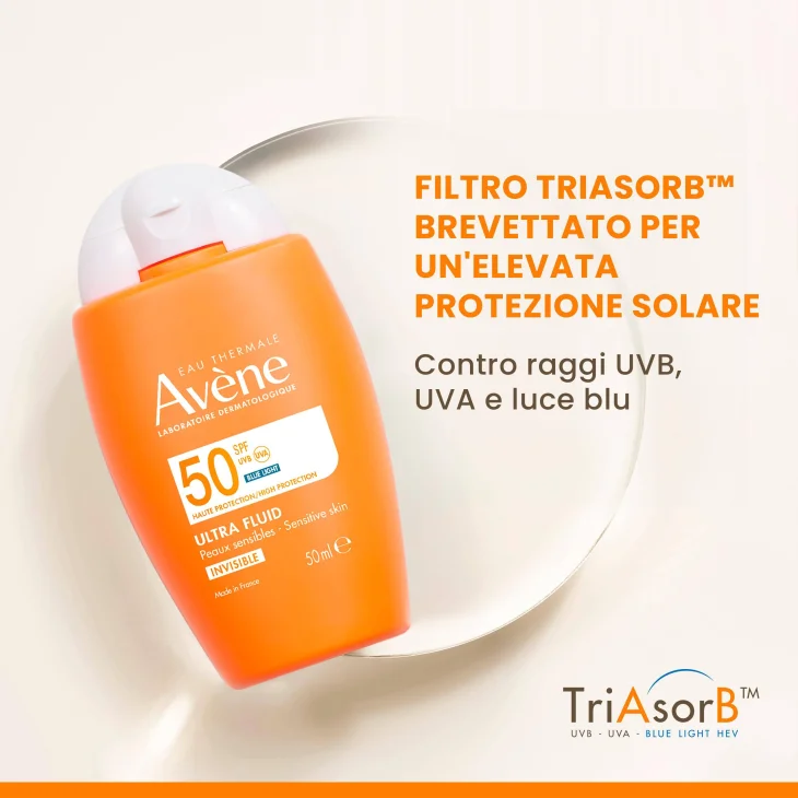 Avène Ultra Fluid SPF50 Protezione Solare Viso Invisibile Pelli Sensibili 50 ml