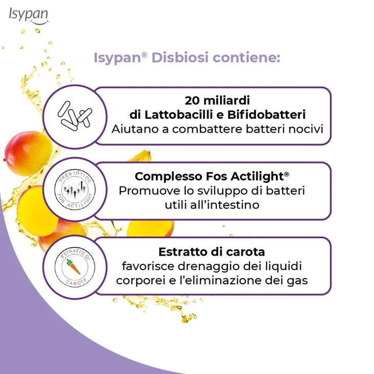Isypan Disbiosi Integratore per il Benessere dell'Intestino 12 bustine Orosolubili