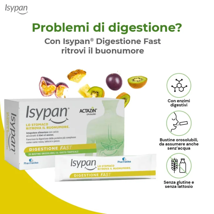 Isypan Digestione Fast Integratore di Enzimi Digestivi 20 bustine orosolubili