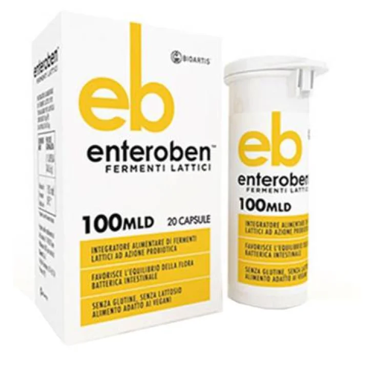 Enteroben 100MLD Integratore di Fermenti Lattici Vivi 20 Capsule Vegetali