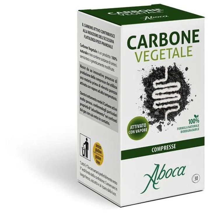Aboca Carbone Vegetale Integratore Contro i Gas Intestinali 30 compresse