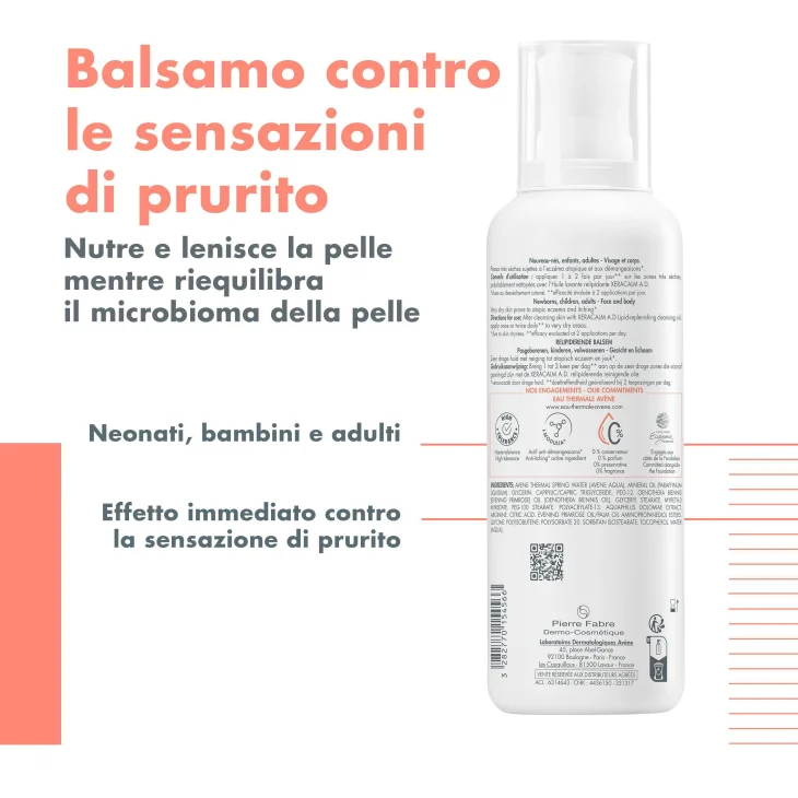 Avène Eau Thermale Xeracalm AD Balsamo Liporestitutivo Corpo 400 ml Nuova Formula