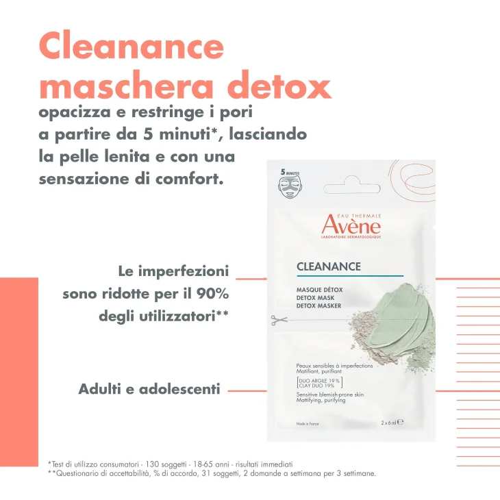 Avène Cleanance Maschera Detox Viso 2 pezzi 6 ml
