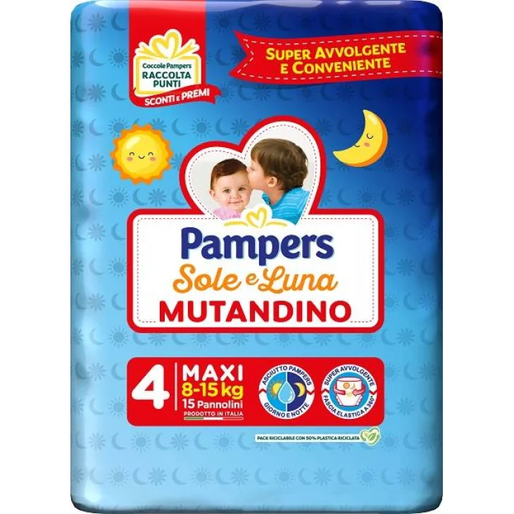 Pampers Sole&Luna Mutandino Taglia 4 Maxi (8-15 kg) 15 pezzi