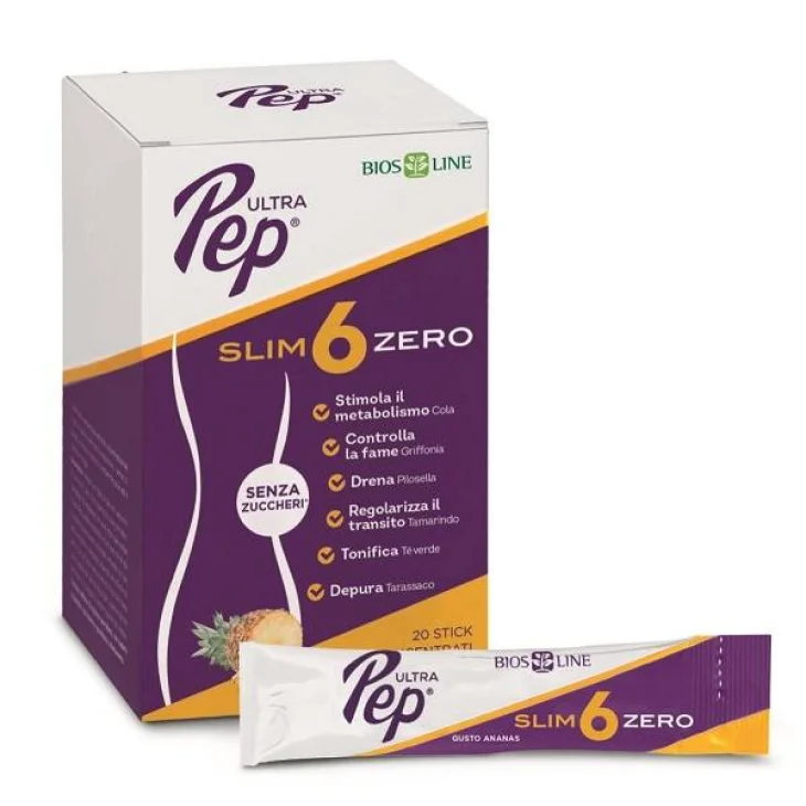 Bios Line Ultra Pep Slim 6 Zero Integratore Dimagrante Gusto Ananas 20 stick