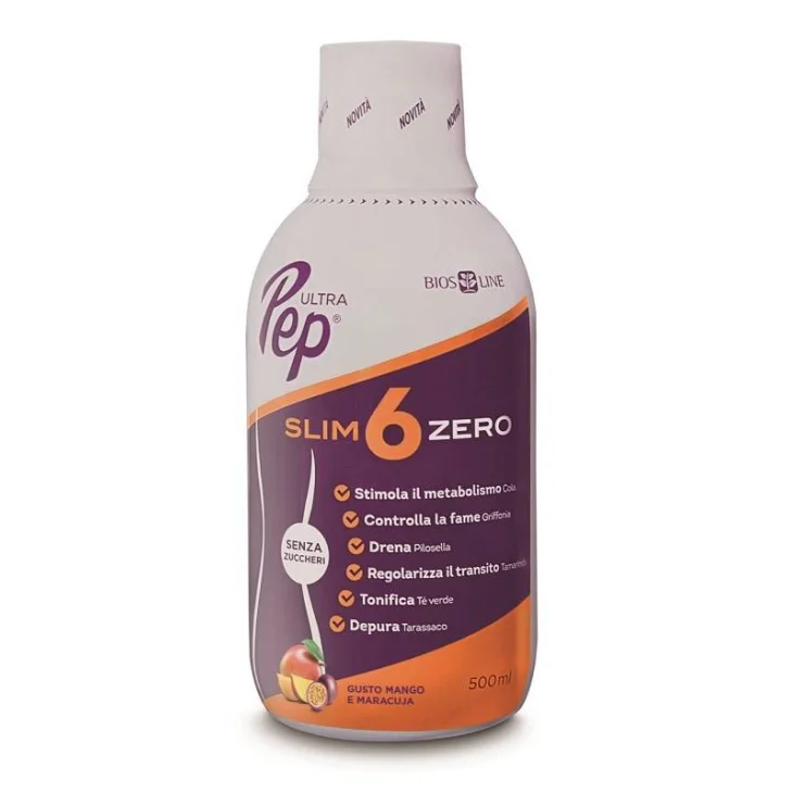 Bios Line Ultra Pep Slim 6 Zero Integratore per perdere peso gusto Mango Maracuja 500 ml