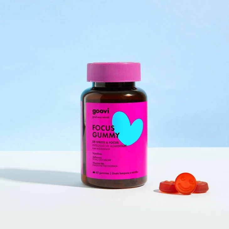 Goovi De-Stress & Focus Gummy Integratore per Stress Fisico e Mentale 60 caramelle