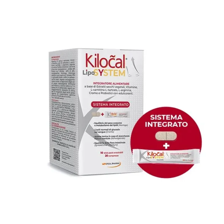 Kilocal Lypo System Integratore per il Controllo del Peso 20 compresse + 10 stick orosolubili