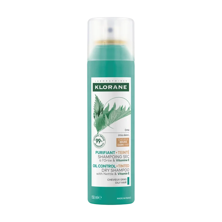 Klorane Shampoo Secco Purificante All'Estratto di Ortica e Vitamina E Capelli Scuri150 ml