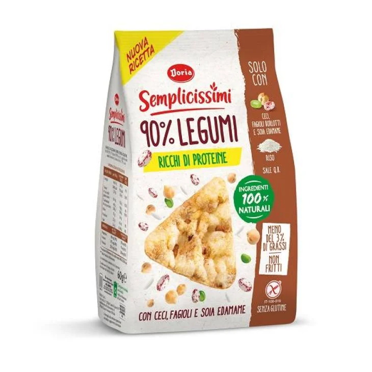 Doria Semplicissimi Snack 90% Legumi con Ceci, Fagioli e Soia Senza Glutine 60 g
