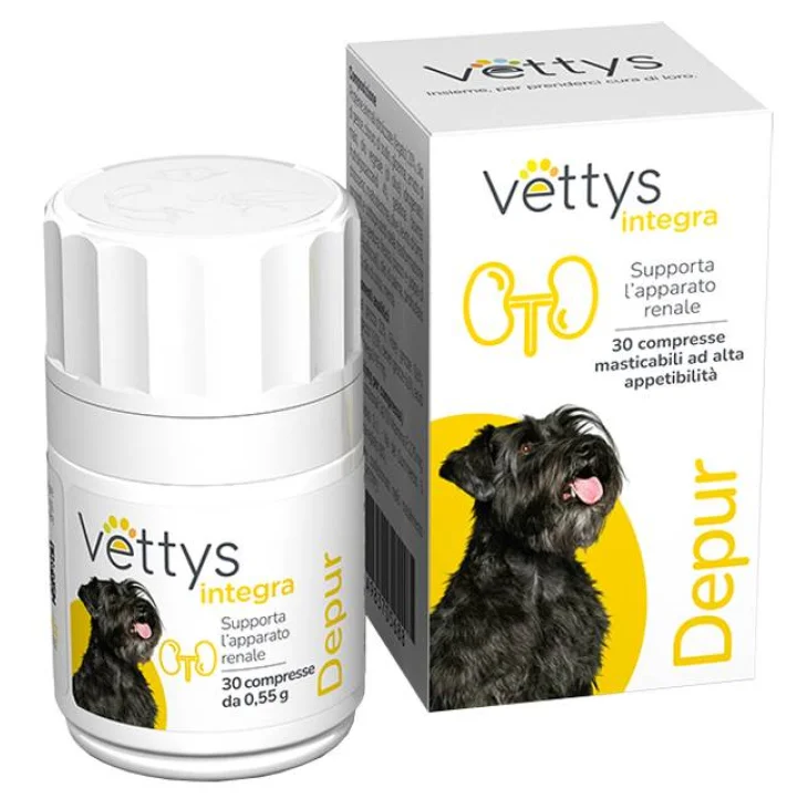 Vettys Integra Depur Cane Mangime Complementare per i Reni 30 compresse masticabili