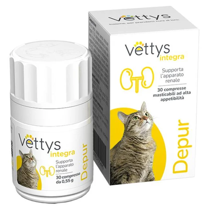 Vettys Integra Depur Gatto Mangime Complementare per i Reni 30 compresse masticabili