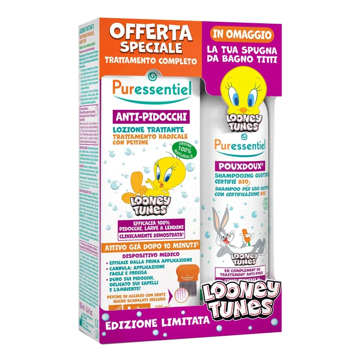 Puressentiel Cofanetto Antipidocchi Lozione 100 Ml + Shampoo 200 Ml + 1 Spugna Omaggio Edizione Limitata Warner