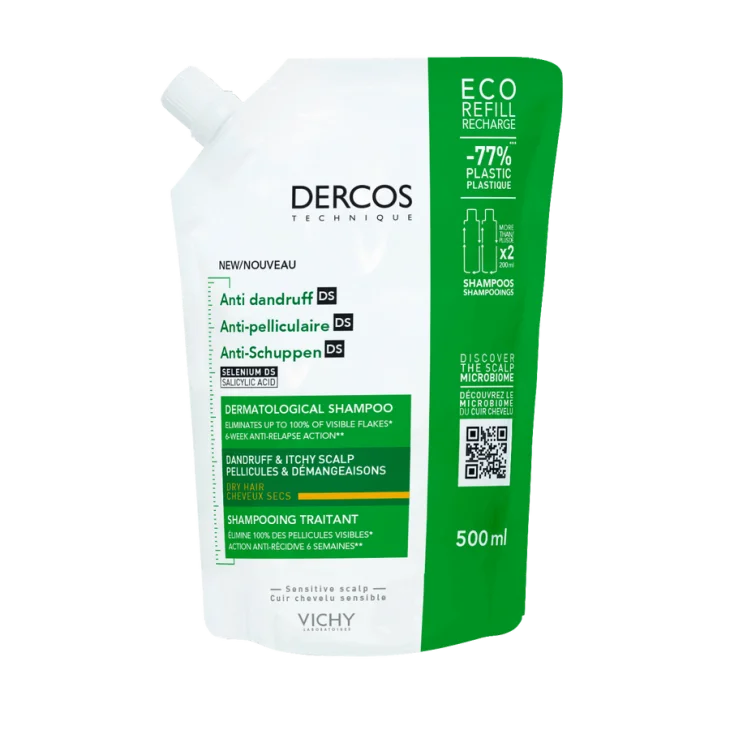 Vichy Dercos Shampoo Anti-Forfora per Capelli Secchi 500 ml Eco-Refill
