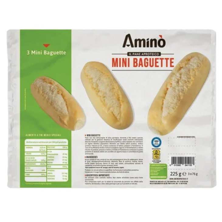 Amino' Mini Baguette Pane Aproteico 3 Pezzi Da 50 G