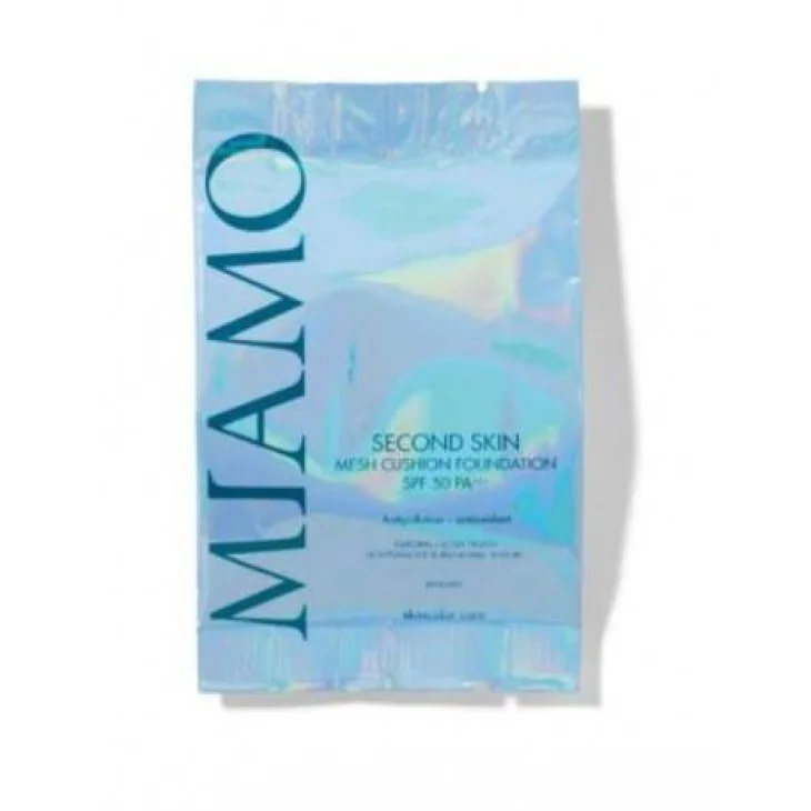 Miamo Second Skin Mesh Cushion Foundation SPF 50 PA++ Fondotinta Natural Glow Sand Ricarica 11 grammi