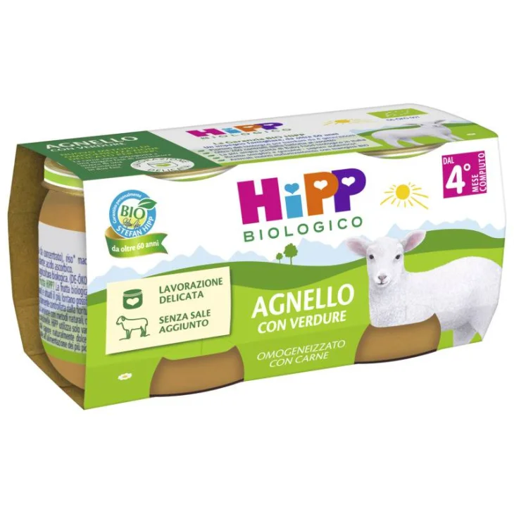 Hipp Bio Omogeneizzato Gusto Agnello con Verdure 2 pezzi da 80 g