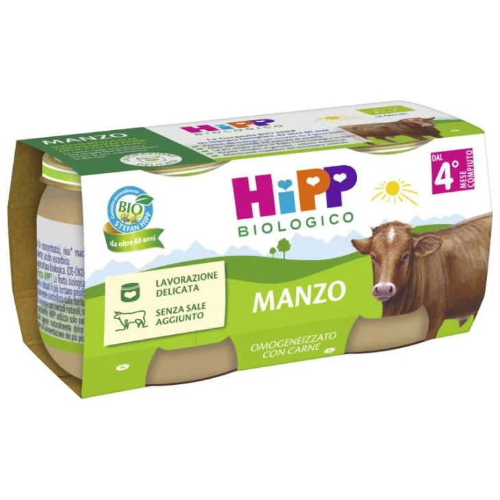 Hipp Bio Omogeneizzato Gusto Manzo 2 pezzi da 80 g