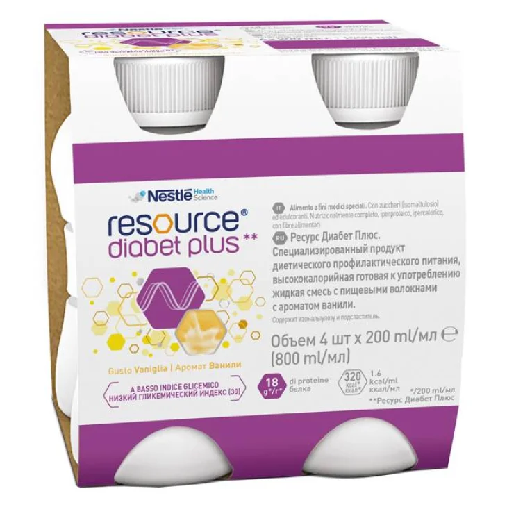 Resource Diabet Plus Vaniglia Integratore Nutrizionale 4 X 200 ml