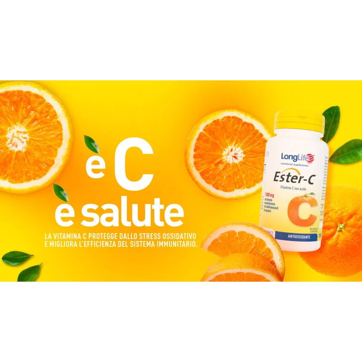 Longlife Ester-C 100mg Integratore Vitamina C non acida 60 tavolette