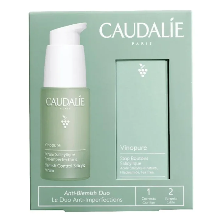 Caudalie Vinopure Cofanetto Anti-imperfezioni - Siero 30 ml + Stop brufoli 15 ml - Edizione 2024