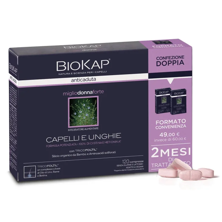 Bios Line BioKap Miglio Donna Forte Integratore Anticaduta 60 + 60 compresse