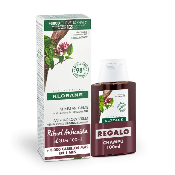 Klorane Rituale Anticaduta Siero alla Chinina 100 ml + Shampoo alla Chinina 100 ml OMAGGIO