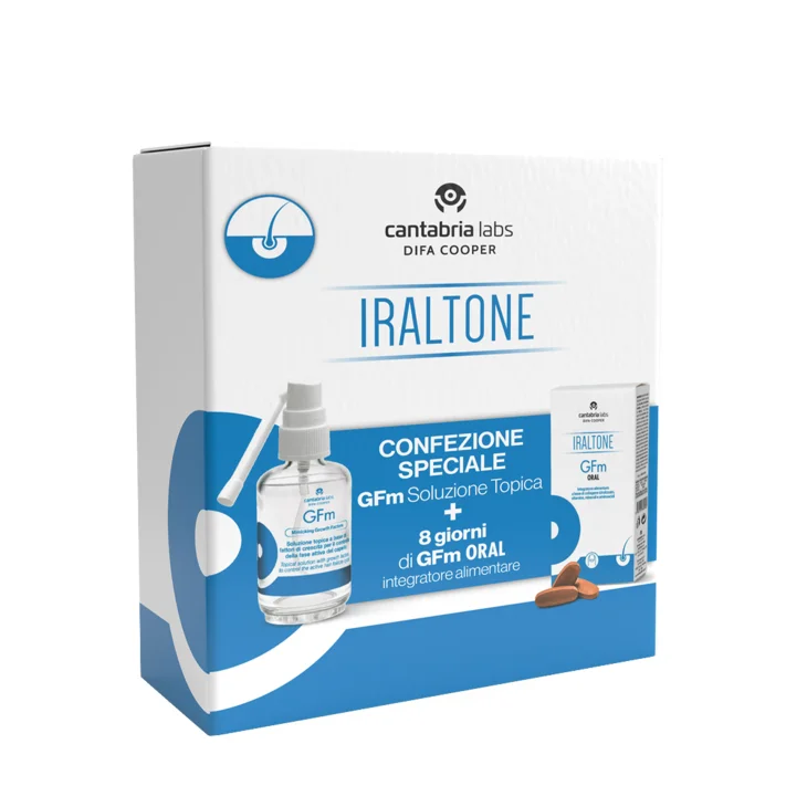 Difa Cooper Iraltone GFM Soluzione Topica 50 ml + GFM Oral 8 compresse Trattamento Anticaduta