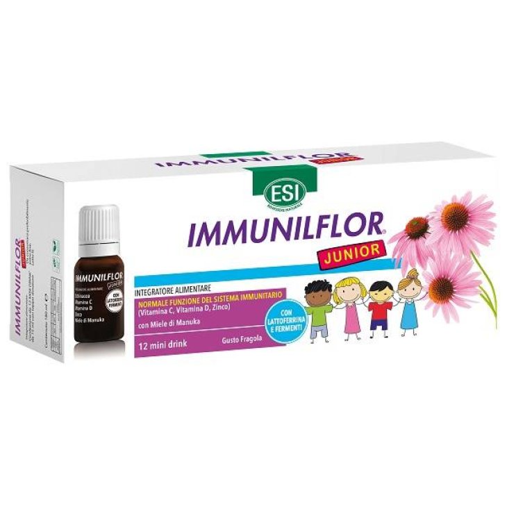 Esi Immunilflor Junior Integratore Difese Immunitarie dei Bambini 12 Flaconcini Mini Drink