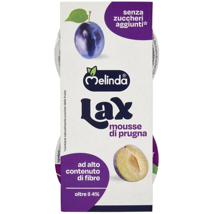 Melinda Lax Mousse per Il Benessere Intestinale Gusto Prugna 2 Pezzi