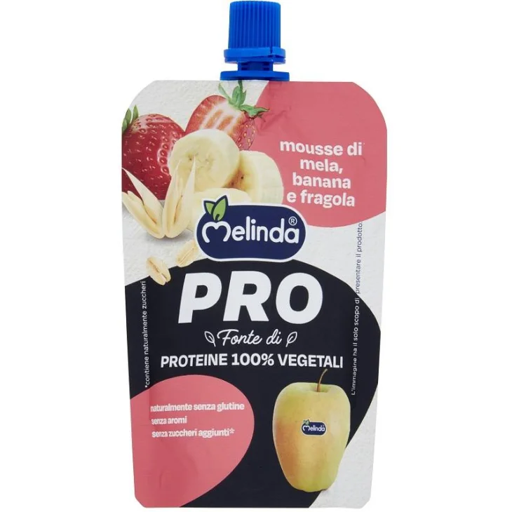 Melinda Pro Mousse Snack Nutriente Mela Banana e Fragola 100 g