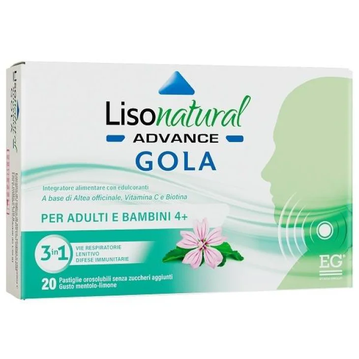 Lisonatural Advance Gola Contro il Mal di Gola 20 Pastiglie