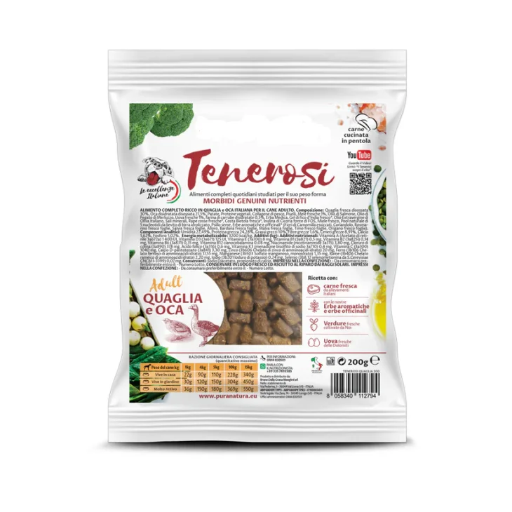 Tenerosi Morbide Crocchette per Cani Gusto Oca Quaglia 200 grammi