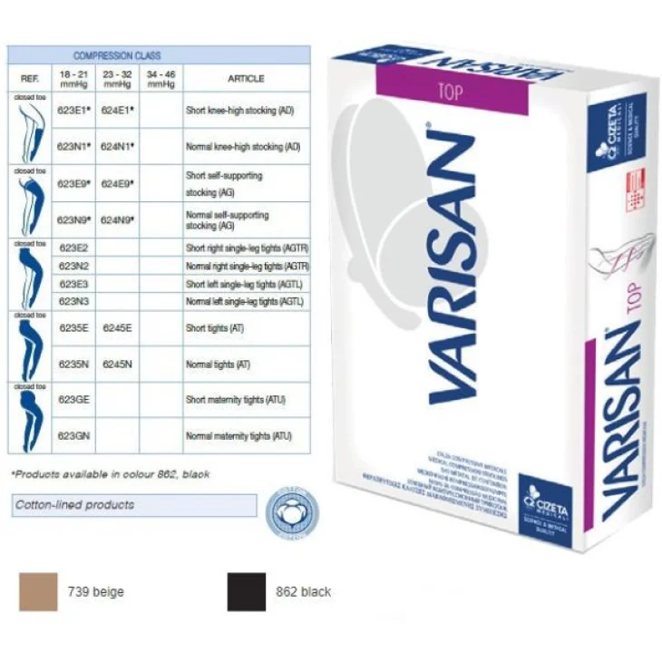 Varisan Monocollant CCL 1 Plus Gamba Sinistra Compressione Cotone Beige Taglia 5 