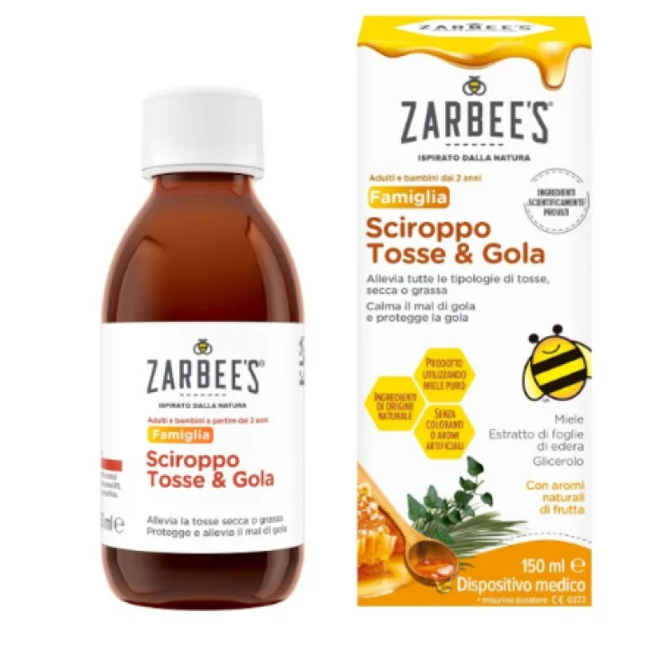 Zarbee's Tosse Gola Sciroppo Integratore Naturale contro la tosse e il mal di Gola 150 ml