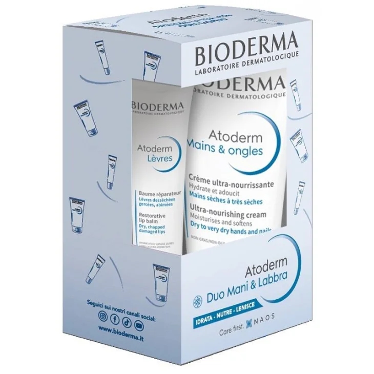 Bioderma Atoderm Set Mani & Labbra Crema Mani 50 ml + Balsamo Labbra 15 ml