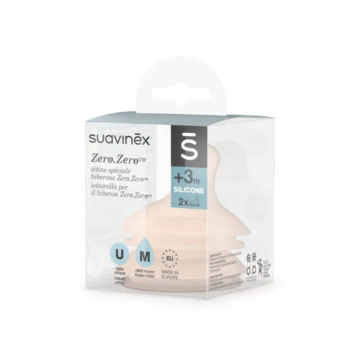 Suavinex Zero Zero Tettarella Anticolica Flusso Medio Silicone 2 Pezzi