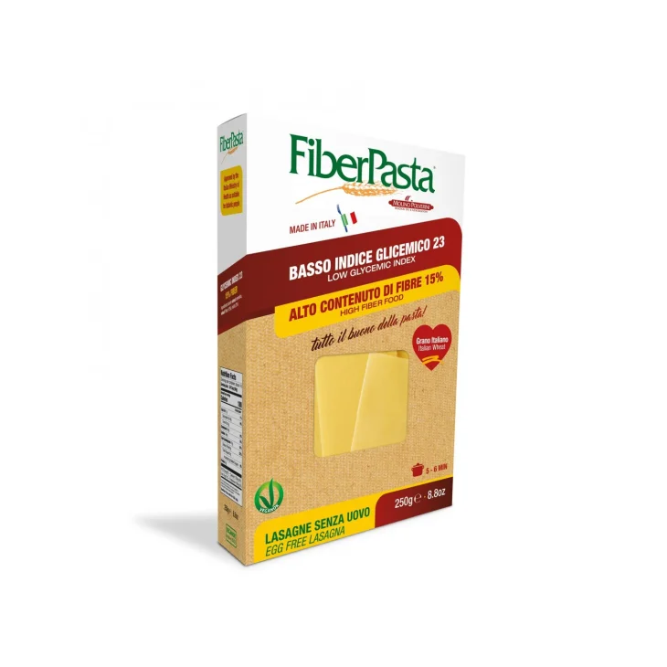 Fiberpasta Lasagne Senza Uovo Basso Indice Glicemico per Diabetici 250g Fiberpasta Lasagne Senza Uovo Basso Indice Glicemico per Diabetici 250g