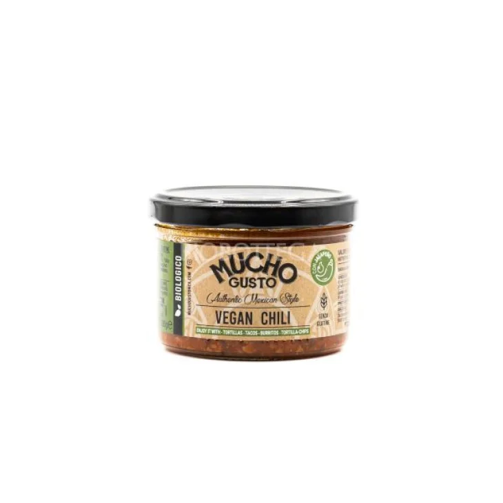 Mucho Gusto Chili Vegano Biologico Pronto con Soia e Fagioli Neri 180g