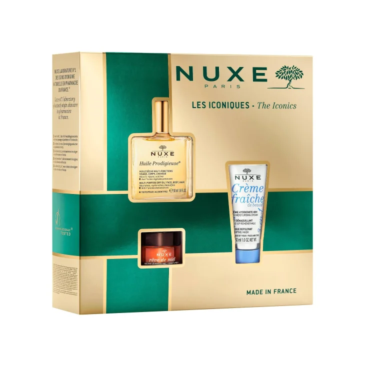 Nuxe Cofanetto di Bellezza "Gli Iconici" Huile - Balsamo Labbra - Crema Viso