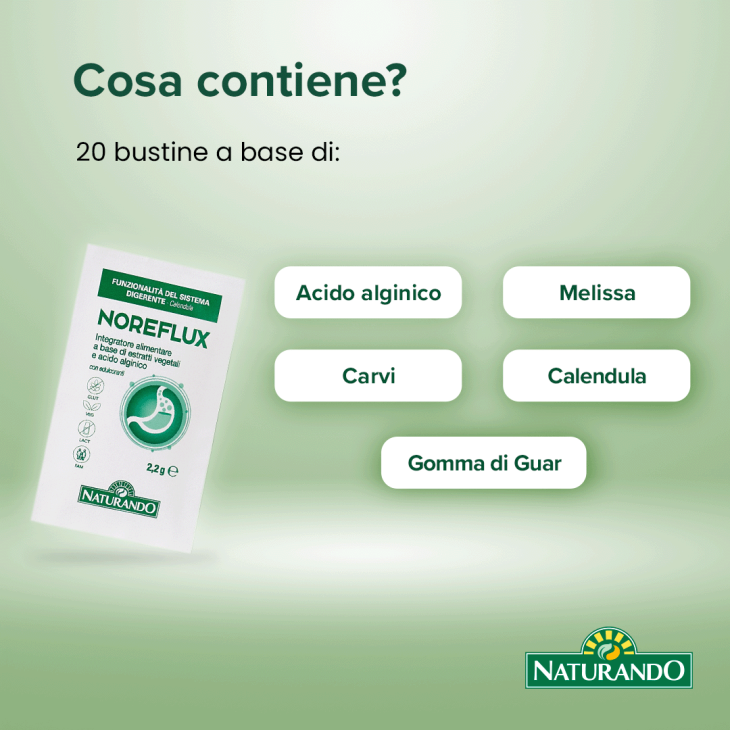 Naturando NoReflux per Regolare Flusso Succhi Gastrici 20 bustine