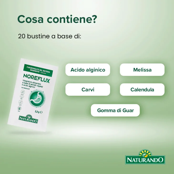 Naturando NoReflux per Regolare Flusso Succhi Gastrici 20 bustine